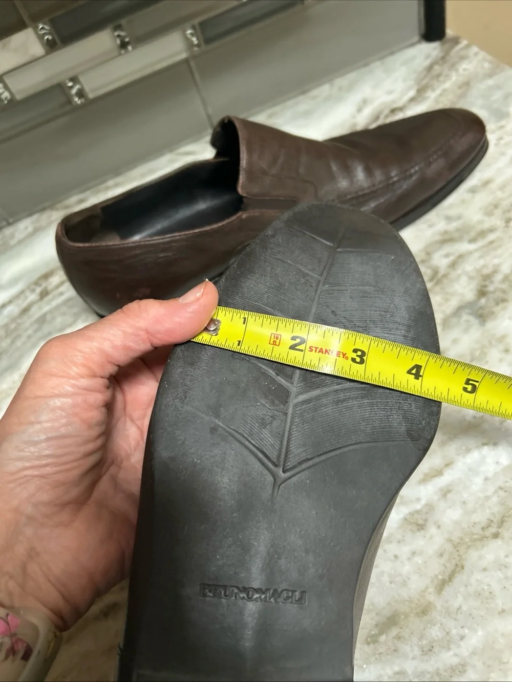 Men's Bruno Magli Brown Leather Slip On Loafers Size 11.5 Bon Slip Rubber Sole